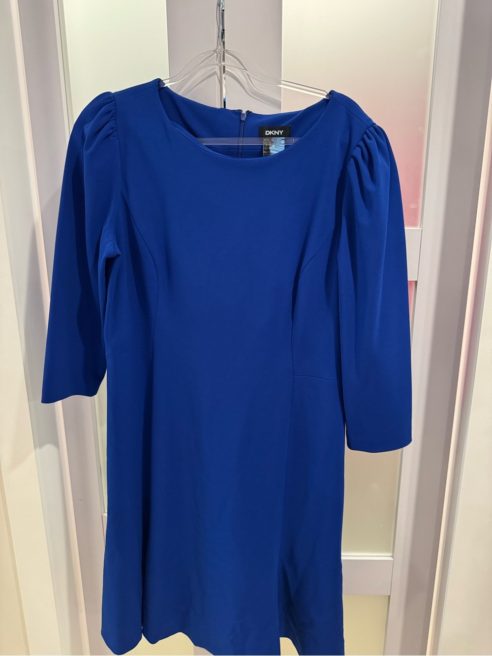 DKNY Cobalt Blue Puff Sleeve Dress